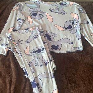 Light blue “stitch” from “ lilo & stitch” pajama set, long sleeve